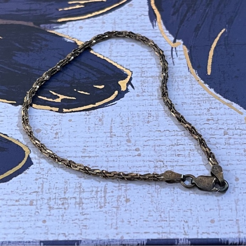 Vintage 925 Italian Sterling Silver and Gold Vermeil (?) Unisex Chain Bracelet